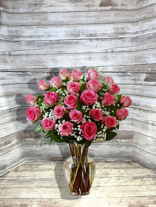 Hot Pink Rose Vase(Choose Your Size)